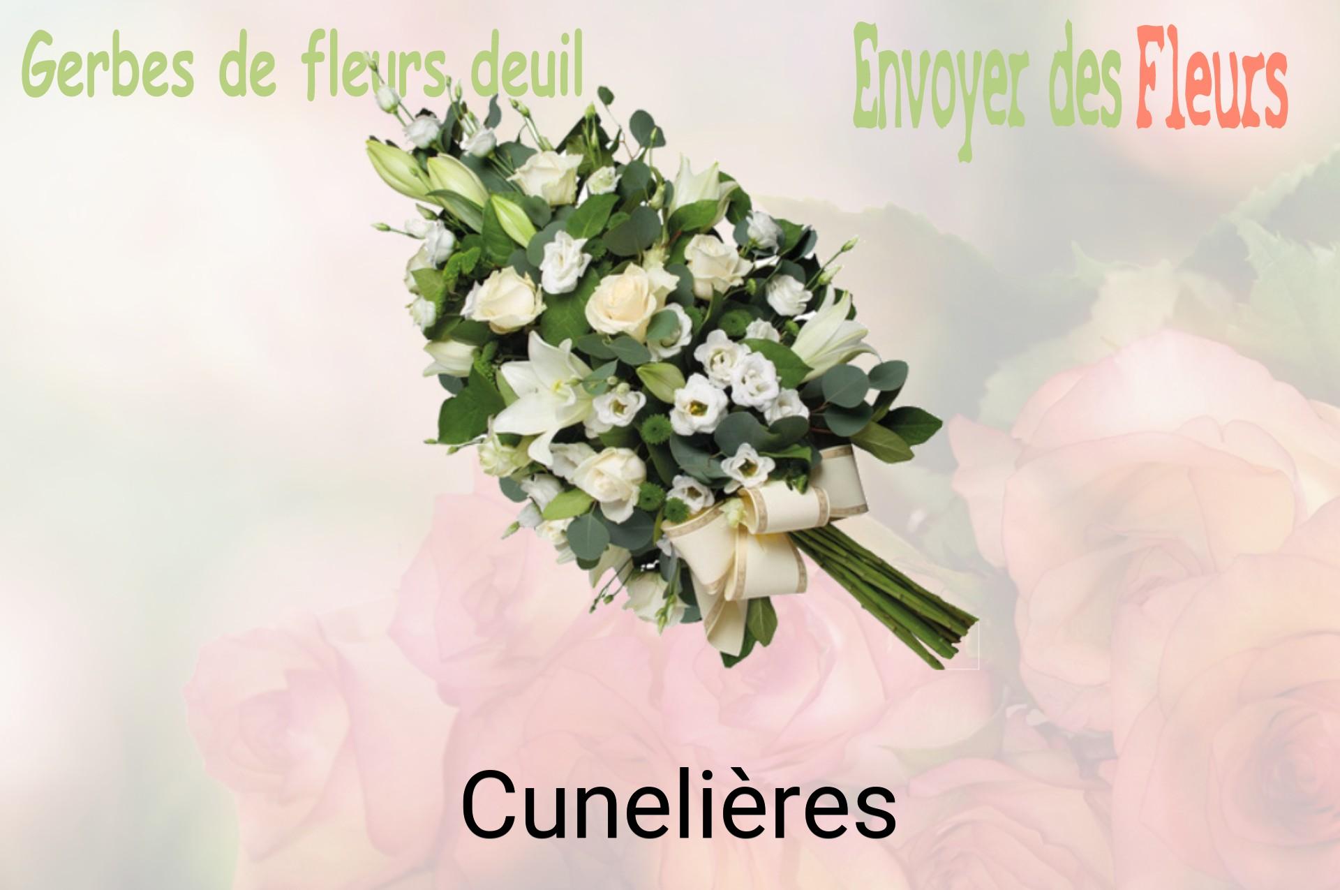 Gerbe de fleurs de deuil livrée à Cunelières